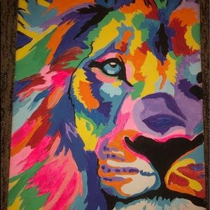 Rainbow Lion Canvas Painting (8.5” x 11”)